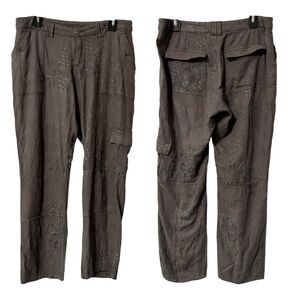 Sundance Embroidered Gray Cargo Pants  Bohemian Size 8